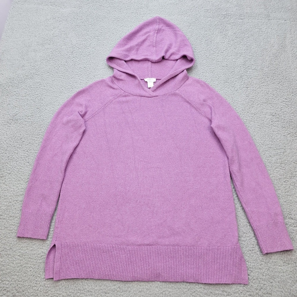LOFT Outlet Hoodie Sweater Womens Small Purple Lounge Raglan Pullover Slit Hem